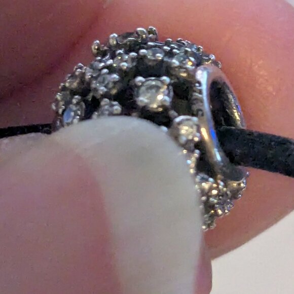 PANDORA ALE Black Corded "Inner Radiance" Charm 925 Sterling Silver Necklace - Picture 8 of 10